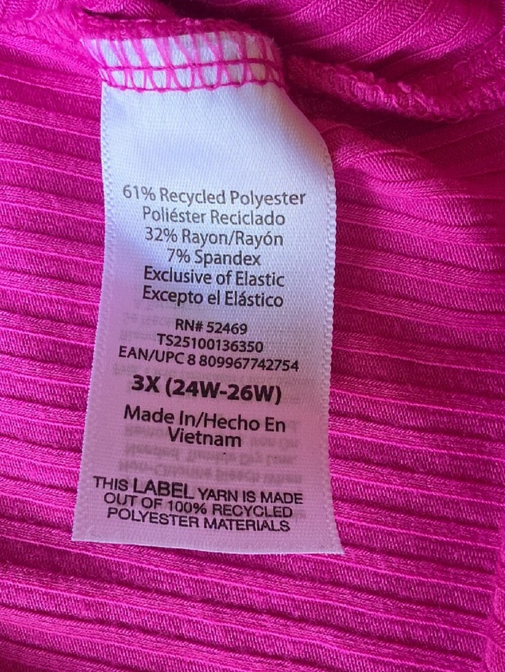 Terra & Sky Ribbed V-Neck Short Sleeve Tee in Hot Pink - Picture 6 of 7